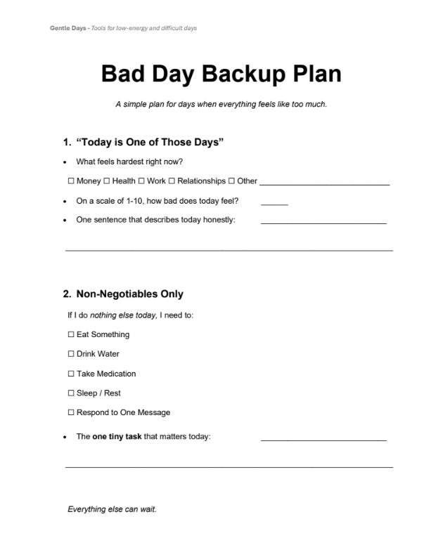 Bad Day Backup Plan