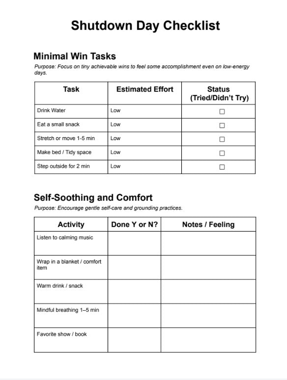 Shutdown Day Checklist